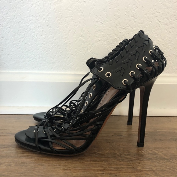 Alaïa Black Lace Up Heels - Picture 2 of 4
